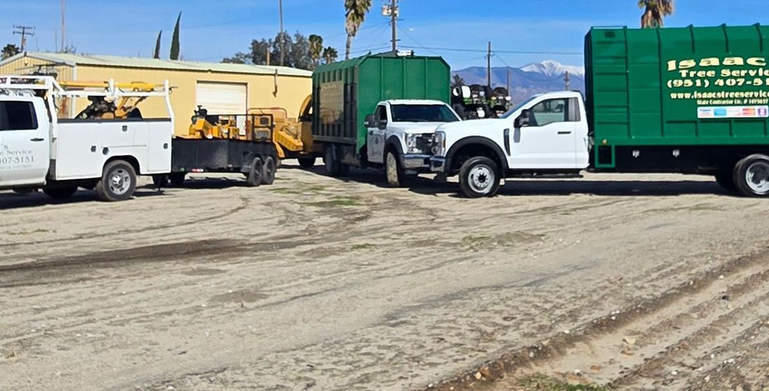 Isaac's Tree Service trucks and chippers